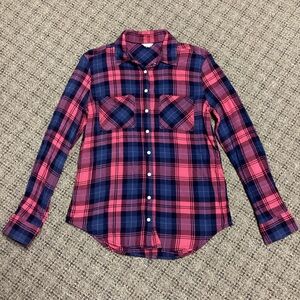 Aéropostale Blue Pink Plaid Flannel Button Down Long Sleeve Shirt * Medium